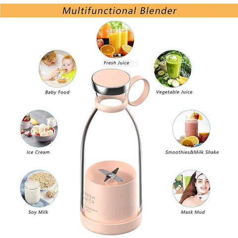 Portable USB Rechargeable Fresh Juice Blender Bottle – 350ml