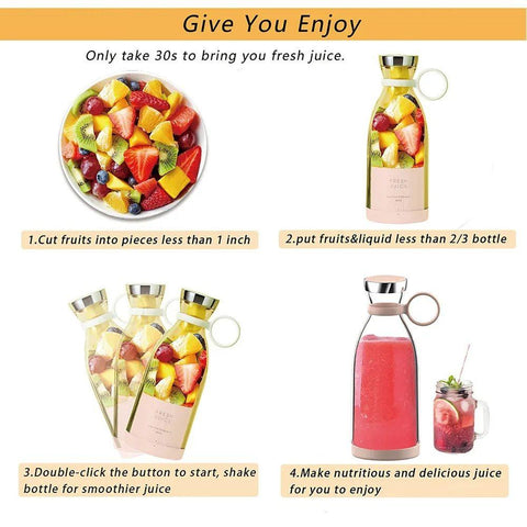 Portable USB Rechargeable Fresh Juice Blender Bottle – 350ml